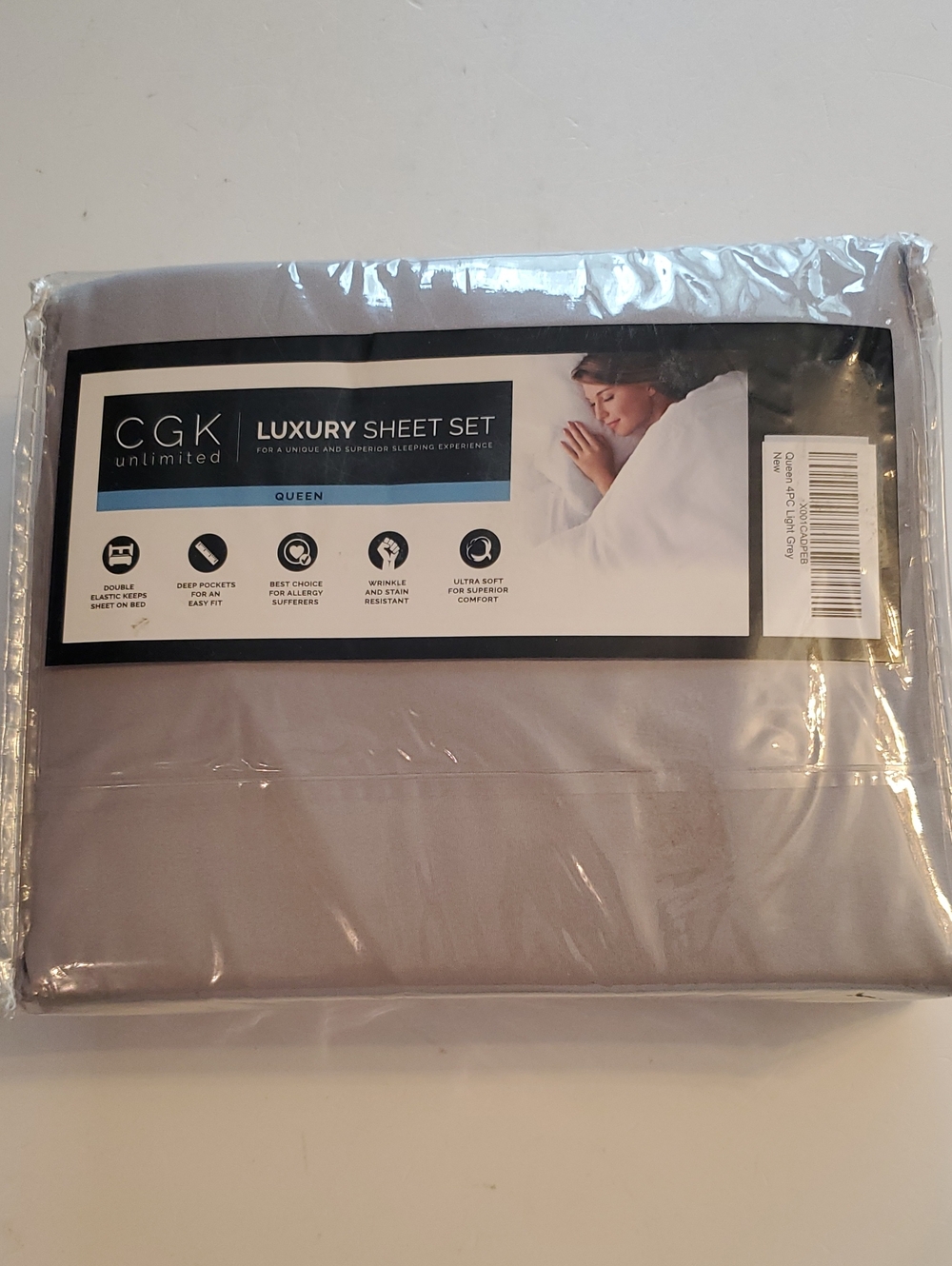 CGK Luxury Sheet Set - Light Grey QUEEN  New.